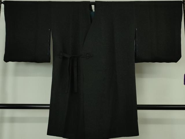 平和屋着物∞極上　道中着　ロング丈　リバーシブル　暈し染め×青緑色　黒地　逸品　未使用　DZAB7354kh6
