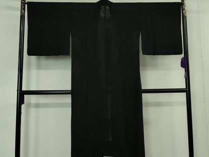 平和屋着物∞極上　道中着　スリーシーズン　春夏秋　塵除け　ロング丈　花唐草紋紗　黒地　逸品　DZAB7355kh6