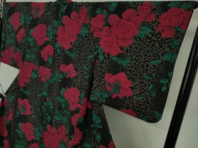 平和屋着物●極上　撫松庵　小紋　袷　薔薇　豹柄　洗える着物　逸品　DZAB7360kh6