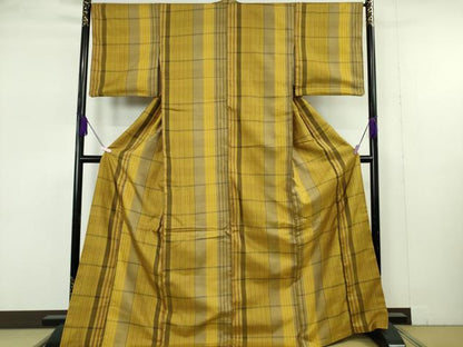 平和屋本店●極上　本場黄八丈　まるまなこ　紬　間道　逸品　DZAB7362kh6