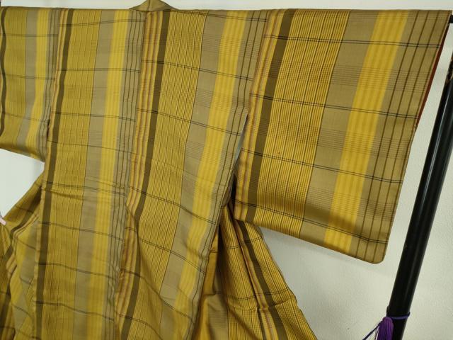 平和屋本店●極上　本場黄八丈　まるまなこ　紬　間道　逸品　DZAB7362kh6