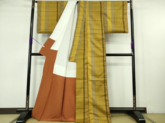 平和屋本店●極上　本場黄八丈　まるまなこ　紬　間道　逸品　DZAB7362kh6