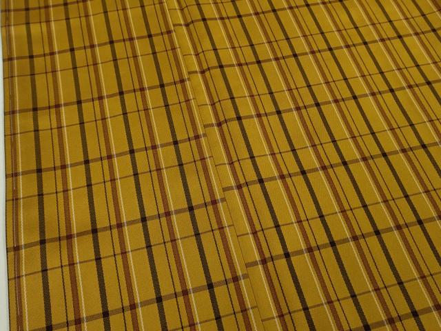 平和屋本店●希少　本場黄八丈　足高貴　紬　格子　逸品　未使用　DZAB7363kh6
