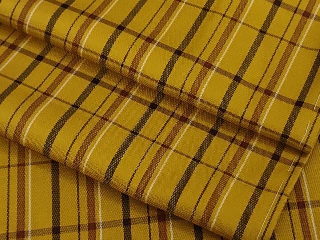 平和屋本店●希少　本場黄八丈　足高貴　紬　格子　逸品　未使用　DZAB7363kh6