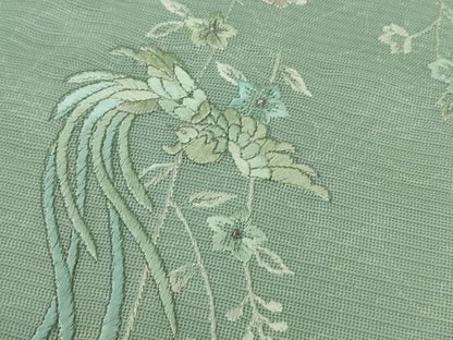 平和屋本店＊極上　夏物　訪問着　総刺繍　紗　花鳥間道　柳鼠色地　銀糸　逸品　DZAB7367kh6