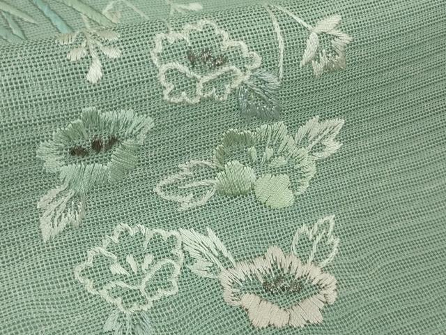 平和屋本店＊極上　夏物　訪問着　総刺繍　紗　花鳥間道　柳鼠色地　銀糸　逸品　DZAB7367kh6