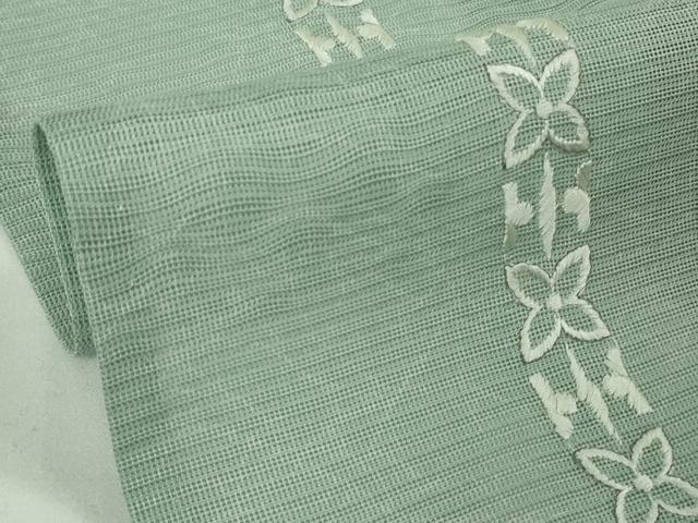平和屋本店＊極上　夏物　訪問着　総刺繍　紗　花鳥間道　柳鼠色地　銀糸　逸品　DZAB7367kh6