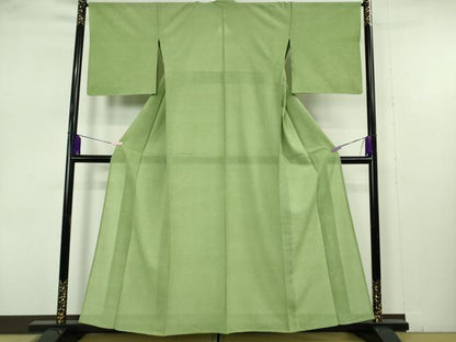平和屋本店＊極上　夏物　人間国宝　小宮康孝　江戸小紋　絽　両面染　淡萌黄色×白　逸品　DZAB7368kh6