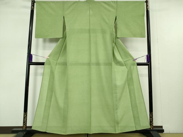 平和屋本店＊極上　夏物　人間国宝　小宮康孝　江戸小紋　絽　両面染　淡萌黄色×白　逸品　DZAB7368kh6