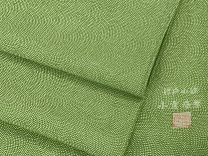 平和屋本店＊極上　夏物　人間国宝　小宮康孝　江戸小紋　絽　両面染　淡萌黄色×白　逸品　DZAB7368kh6