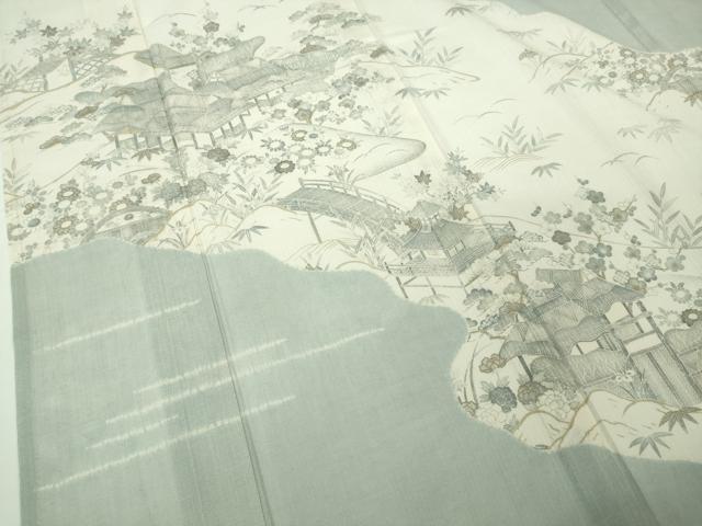 平和屋本店＊極上　夏物　訪問着　紗紬　風景吉祥花文　金彩　ロング丈　逸品　DZAB7369kh6