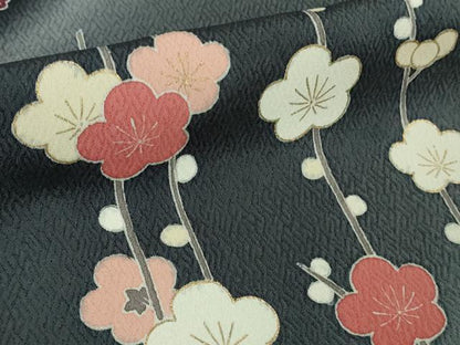 平和屋本店●極上　訪問着　作家物　菊唐草文　暈し染め　黒地　金彩　逸品　DZAB7370kh6