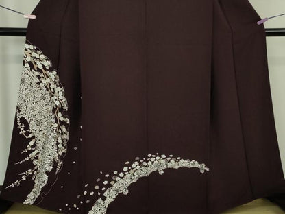 平和屋本店●極上　訪問着　総刺繍　雪輪　吉祥花文　紫黒色地　金糸　まるやま扱い　逸品　DZAB7371kh6