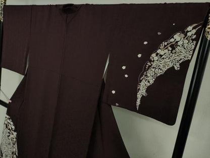 平和屋本店●極上　訪問着　総刺繍　雪輪　吉祥花文　紫黒色地　金糸　まるやま扱い　逸品　DZAB7371kh6