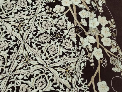 平和屋本店●極上　訪問着　総刺繍　雪輪　吉祥花文　紫黒色地　金糸　まるやま扱い　逸品　DZAB7371kh6