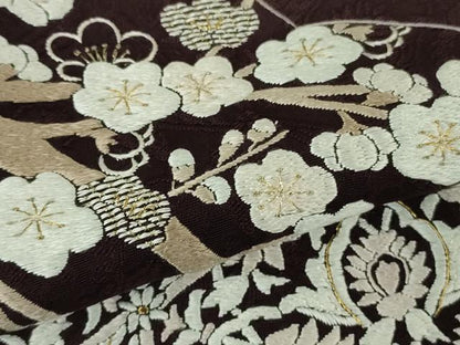 平和屋本店●極上　訪問着　総刺繍　雪輪　吉祥花文　紫黒色地　金糸　まるやま扱い　逸品　DZAB7371kh6