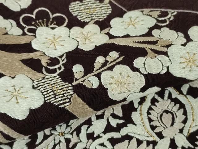 平和屋本店●極上　訪問着　総刺繍　雪輪　吉祥花文　紫黒色地　金糸　まるやま扱い　逸品　DZAB7371kh6