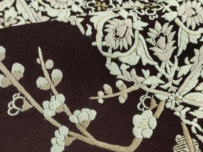 平和屋本店●極上　訪問着　総刺繍　雪輪　吉祥花文　紫黒色地　金糸　まるやま扱い　逸品　DZAB7371kh6