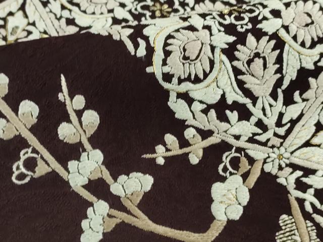 平和屋本店●極上　訪問着　総刺繍　雪輪　吉祥花文　紫黒色地　金糸　まるやま扱い　逸品　DZAB7371kh6