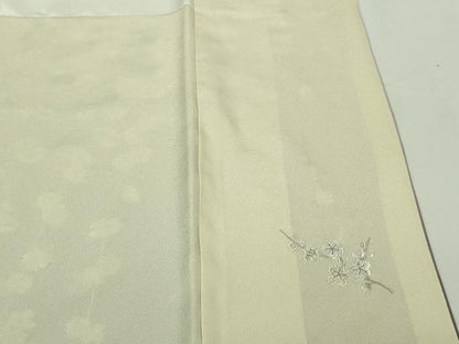 平和屋本店●極上　訪問着・長襦袢(無双仕立て)セット　総刺繍　枝垂れ花　鳥の子色地　暈し染め　逸品　未使用　DZAB7372kh6