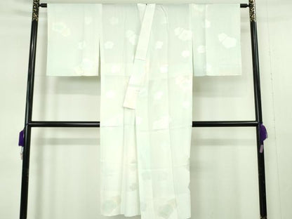 平和屋本店●極上　訪問着・長襦袢(無双仕立て)セット　総刺繍　枝垂れ花　鳥の子色地　暈し染め　逸品　未使用　DZAB7372kh6