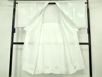 平和屋本店●極上　訪問着・長襦袢(無双仕立て)セット　総刺繍　枝垂れ花　鳥の子色地　暈し染め　逸品　未使用　DZAB7372kh6