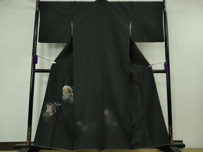 平和屋本店●極上　色留訪問着　紬地　風神雷神　金彩　逸品　DZAB7375kh6
