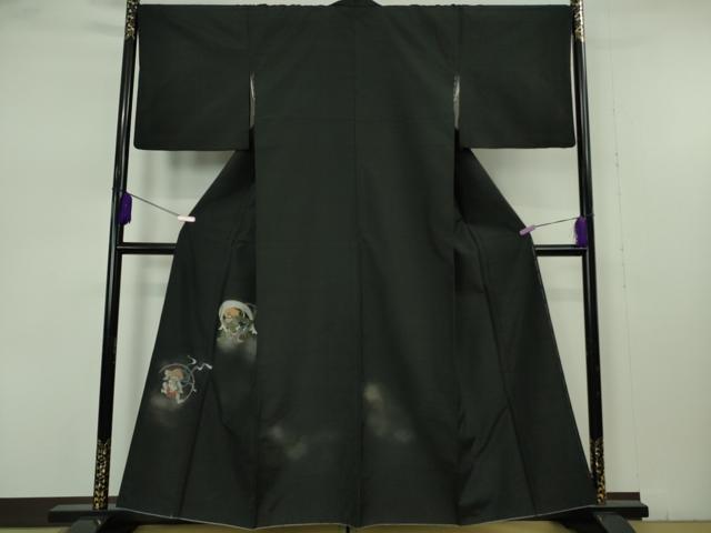 平和屋本店●極上　色留訪問着　紬地　風神雷神　金彩　逸品　DZAB7375kh6