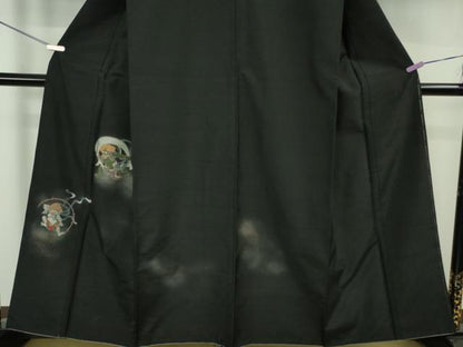 平和屋本店●極上　色留訪問着　紬地　風神雷神　金彩　逸品　DZAB7375kh6