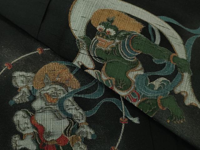平和屋本店●極上　色留訪問着　紬地　風神雷神　金彩　逸品　DZAB7375kh6