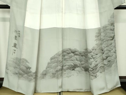 平和屋本店●極上　琉染の創設者　山岡古都　水墨書　訪問着　雑木葉　逸品　DZAB7379kh6