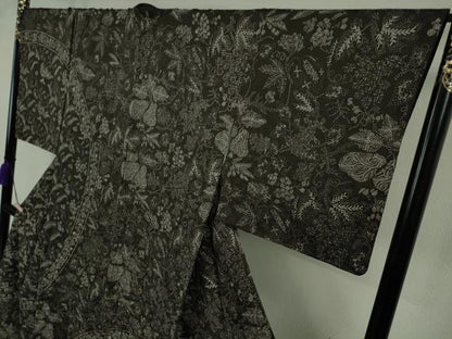 平和屋本店●極上　伝統工芸士　京友禅染色作家　田家鬼彩　訪問着　ペイズリー更紗花文　檳榔子染色地　まるやま扱い　逸品　DZAB7382kh6