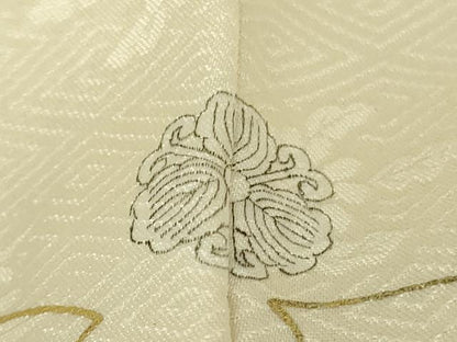 平和屋本店●極上　訪問着　駒刺繍　雪輪雲取り吉祥花文　鳥の子色地　金彩　逸品　DZAB7383kh6