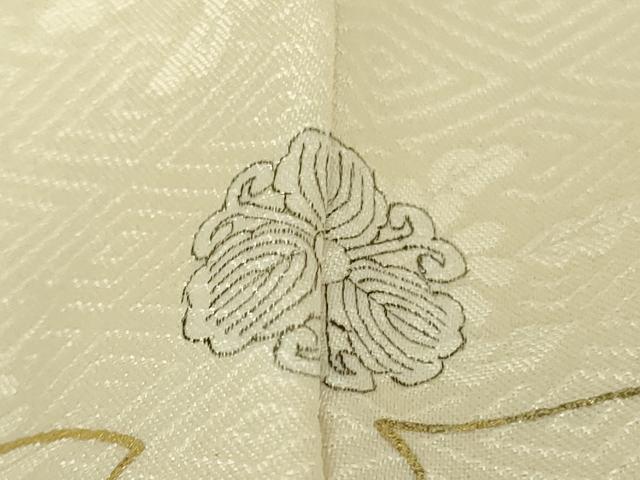 平和屋本店●極上　訪問着　駒刺繍　雪輪雲取り吉祥花文　鳥の子色地　金彩　逸品　DZAB7383kh6
