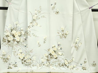 平和屋本店●極上　訪問着　駒刺繍　枝花文　月白色地　金彩　ロング丈　逸品　DZAB7387kh6