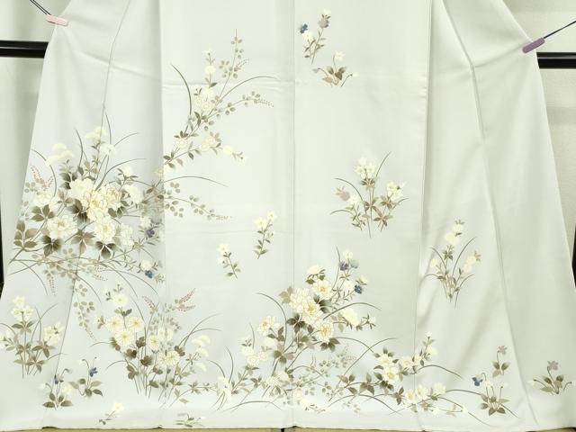 平和屋本店●極上　訪問着　駒刺繍　枝花文　月白色地　金彩　ロング丈　逸品　DZAB7387kh6