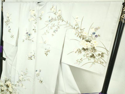 平和屋本店●極上　訪問着　駒刺繍　枝花文　月白色地　金彩　ロング丈　逸品　DZAB7387kh6