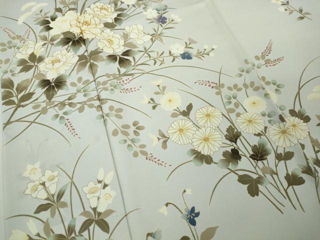 平和屋本店●極上　訪問着　駒刺繍　枝花文　月白色地　金彩　ロング丈　逸品　DZAB7387kh6