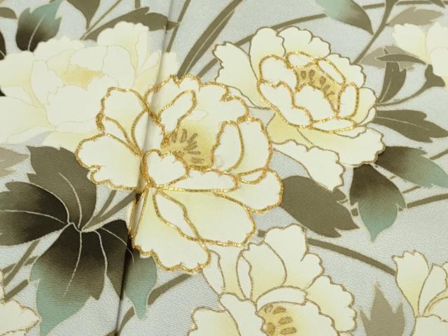 平和屋本店●極上　訪問着　駒刺繍　枝花文　月白色地　金彩　ロング丈　逸品　DZAB7387kh6