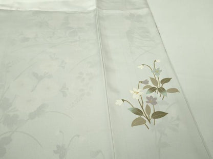 平和屋本店●極上　訪問着　駒刺繍　枝花文　月白色地　金彩　ロング丈　逸品　DZAB7387kh6