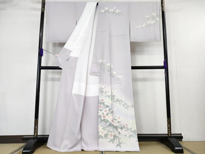 平和屋本店●極上　本場加賀友禅作家　杉浦伸 　訪問着　枝花文　白藤色地　暈し染め　逸品　未使用　DZAB7388kh6