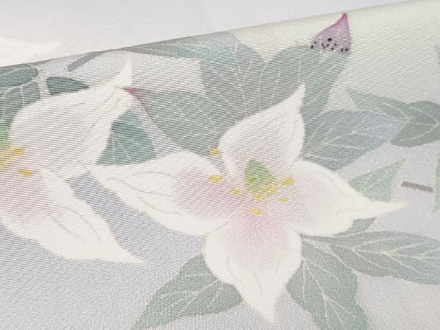 平和屋本店●極上　本場加賀友禅作家　杉浦伸 　訪問着　枝花文　白藤色地　暈し染め　逸品　未使用　DZAB7388kh6