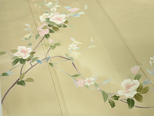 平和屋本店●極上　本加賀友禅作家　南克治　訪問着　枝花文　暈し染め　砥粉色地　逸品　DZAB7391kh6