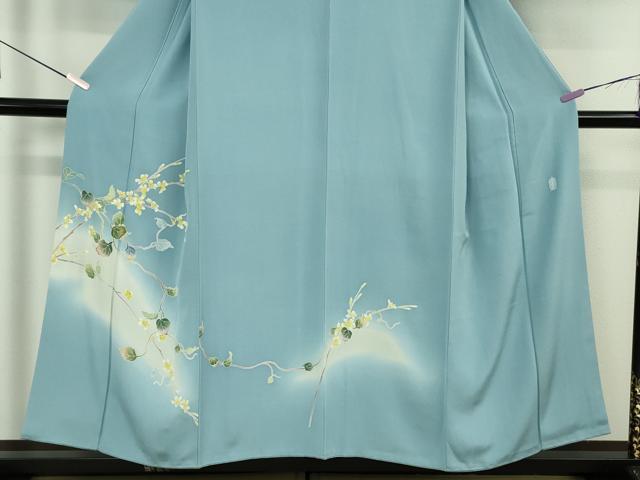 平和屋本店●極上 本加賀友禅作家 南克治　訪問着・長襦袢(無双仕立て)セット 空色地 やまと金ラベル　証紙・反端付き　逸品　DZAB7392kh6