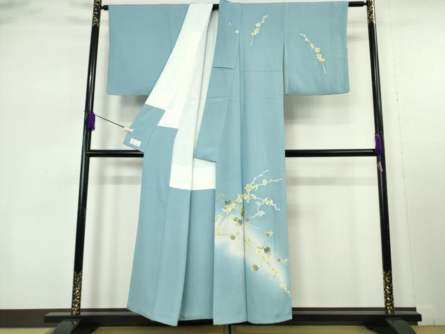 平和屋本店●極上 本加賀友禅作家 南克治　訪問着・長襦袢(無双仕立て)セット 空色地 やまと金ラベル　証紙・反端付き　逸品　DZAB7392kh6