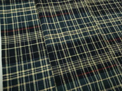 平和屋本店●極上　郡上紬　草木染　変わり格子　逸品　DZAB7401kh6