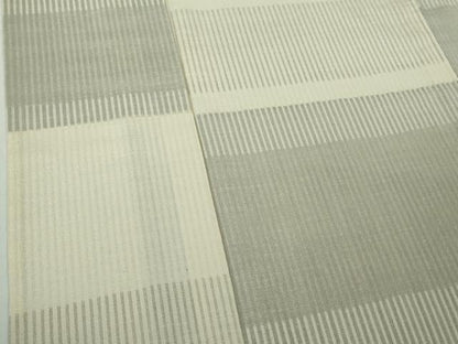 平和屋本店▽極上　縮屋六代　樋口隆司　小千谷紬　単衣　紬ちりめん　雪肌市松　樋口織工藝社謹製　証紙付き　逸品　DZAB7408kh6
