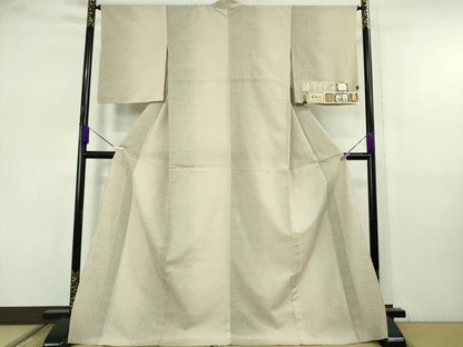 平和屋本店▽極上　本塩沢　単衣　証紙付き　ロング丈　逸品　DZAB7416kh6
