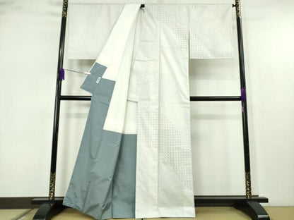 平和屋本店●極上　本場大島紬　白大島　訪問着　刺し子　総刺繍　名物裂　逸品　未使用　DZAB7421kh6