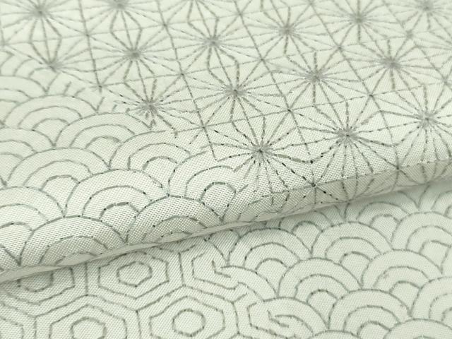 平和屋本店●極上　本場大島紬　白大島　訪問着　刺し子　総刺繍　名物裂　逸品　未使用　DZAB7421kh6